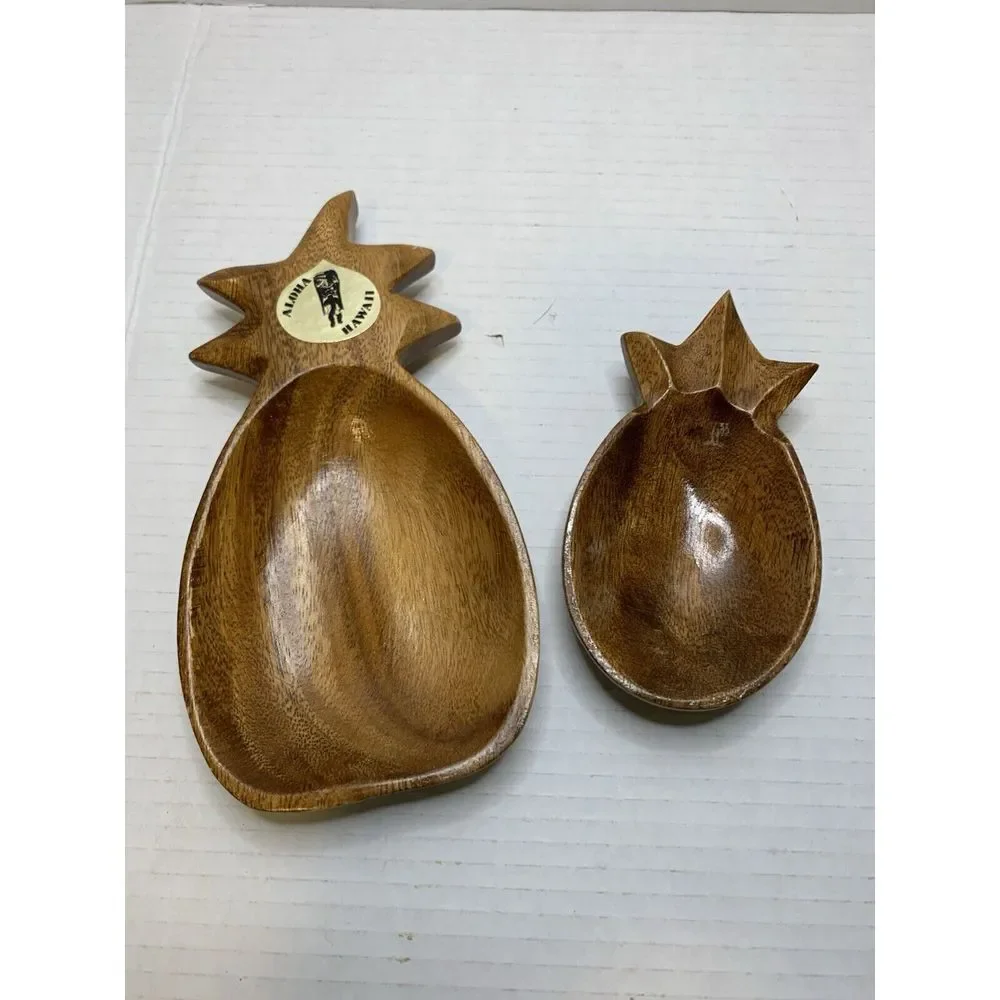 Vintage Monkey Pod Pineapple Bowl Dishes Made In Philippines